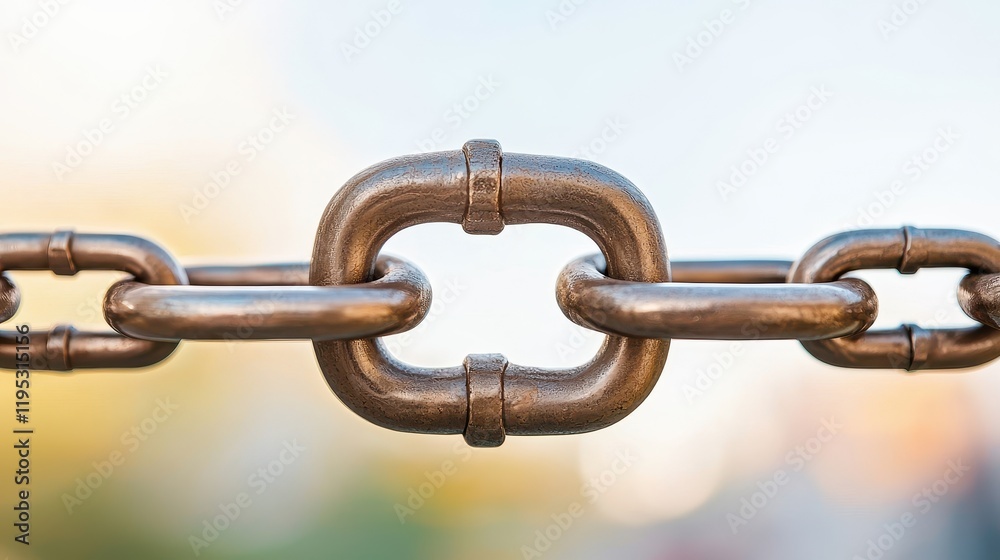 Obraz premium Undefeated Concept, A Close-Up of a Strong Metal Chain Under Immense Pressure, Symbolizing Resilience and Strength in Adversity