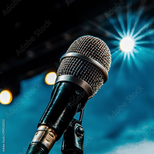 Stage Microphone  Concert  Public Speaking  Sing  Performance  Audio  Sound  Music  Spotli photo