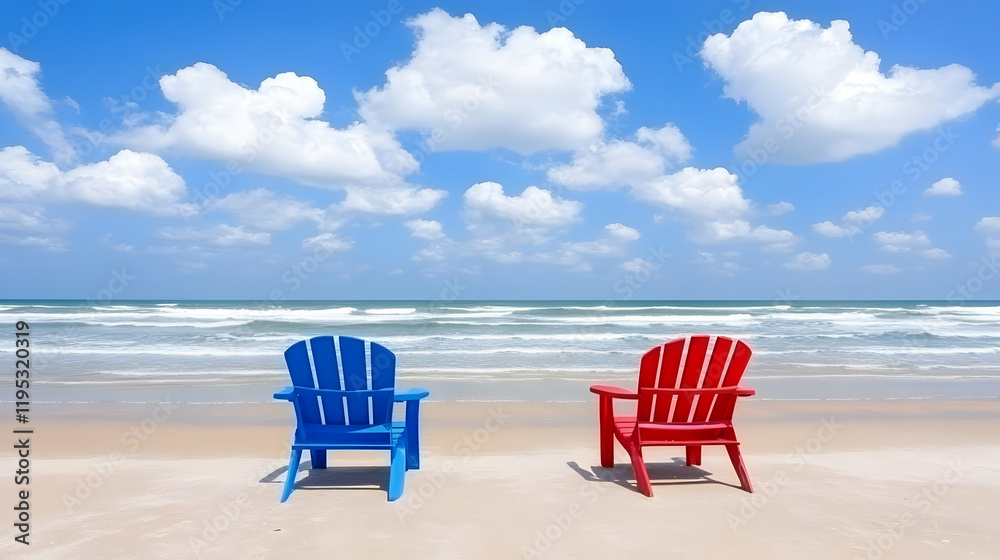 Beach Chairs Seascape Illustration Beach Chairs Seascape Illustration