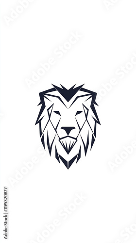 minimalist geometric design of a lions head Sharp lines create an abstract darktoned logo perfect for branding Simple stylish and impactful photo