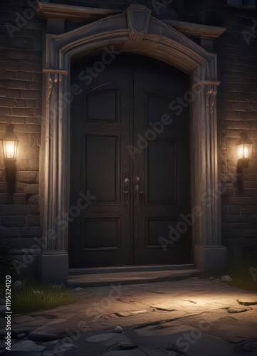 Spooky Mansion with Creaking Doors and Flickering Lights,  spooky mansion,  old furniture, haunted house
