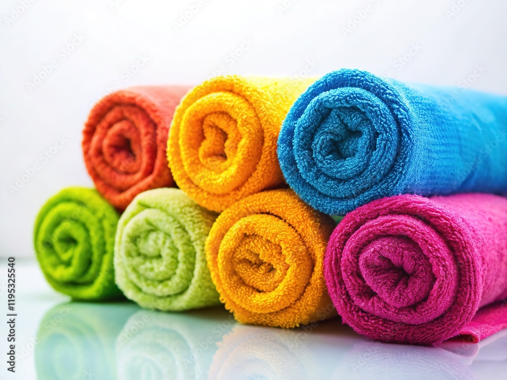 Luxurious Spa Towel Roll Closeup: Sharp, Bright, Detailed Spa Texture Image Luxurious Spa Towel Roll Closeup: Sharp, Bright, Detailed Spa Texture Image