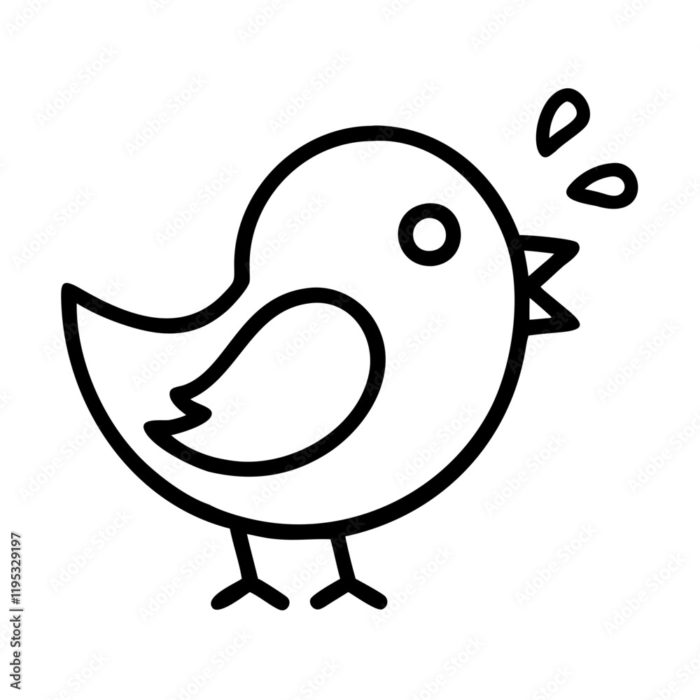 Obraz premium bird chirping icon, bird chirping line art - simple line art of bird chirping, perfect for bird chirping logos and icons and themed design 
