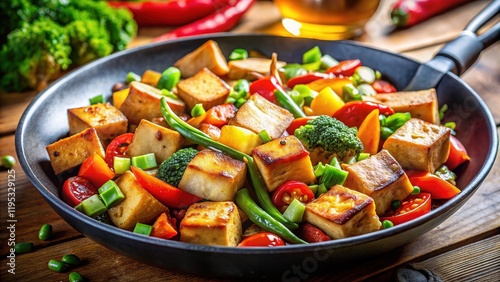Delicious Stir-Fried Tofu & Vegetables: High-Resolution Culinary Photography