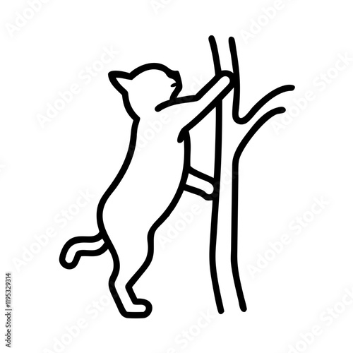 cat climbing tree icon, cat climbing tree line art - simple line art of cat climbing tree, perfect for cat climbing tree logos and icons and themed design  photo