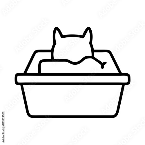 cat litter box icon, cat litter box line art - simple line art of cat litter box, perfect for cat litter box logos and icons and themed design 