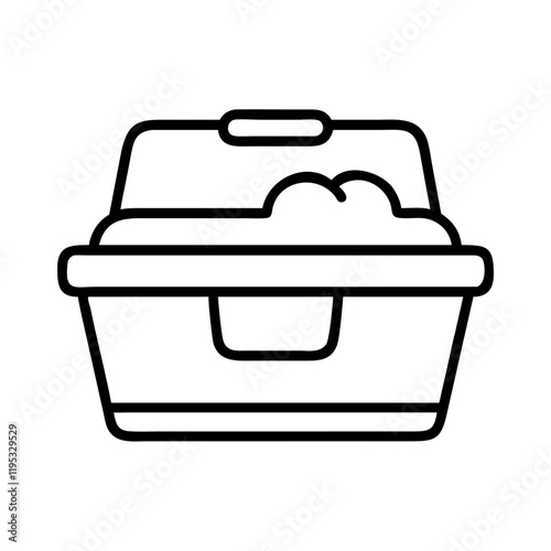 cat litter box icon, cat litter box line art - simple line art of cat litter box, perfect for cat litter box logos and icons and themed design 