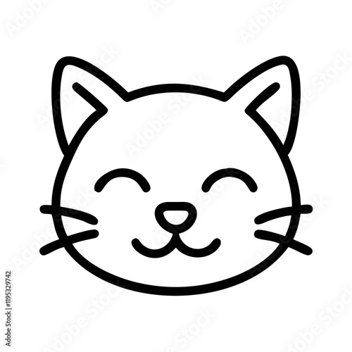 cat purring icon, cat purring line art - simple line art of cat purring, perfect for cat purring logos and icons and themed design 