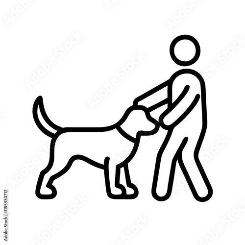 dog walking icon, dog walking line art - simple line art of dog walking, perfect for dog walking logos and icons and themed design  photo