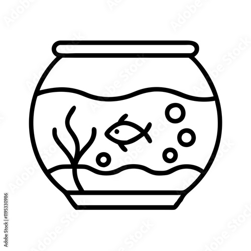 fish tank decoration icon, fish tank decoration line art - simple line art of fish tank decoration, perfect for fish tank decoration logos and icons and themed design  photo