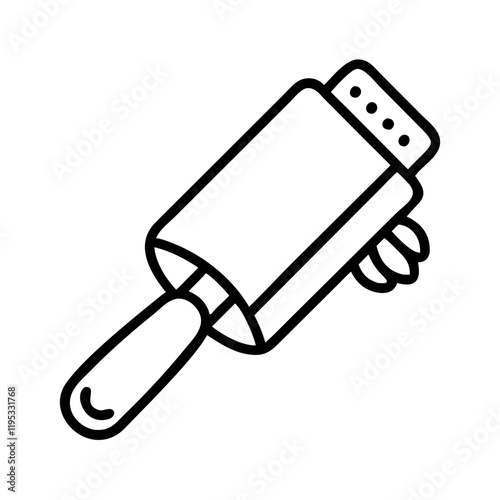 pet hair lint roller icon, pet hair lint roller line art - simple line art of pet hair lint roller, perfect for pet hair lint roller logos and icons and themed design 