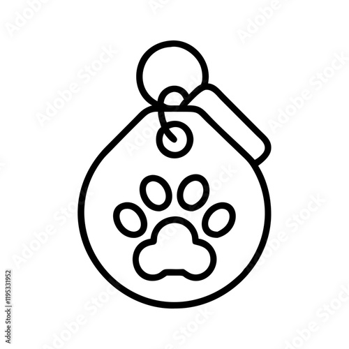 pet name tag icon, pet name tag line art - simple line art of pet name tag, perfect for pet name tag logos and icons and themed design  photo