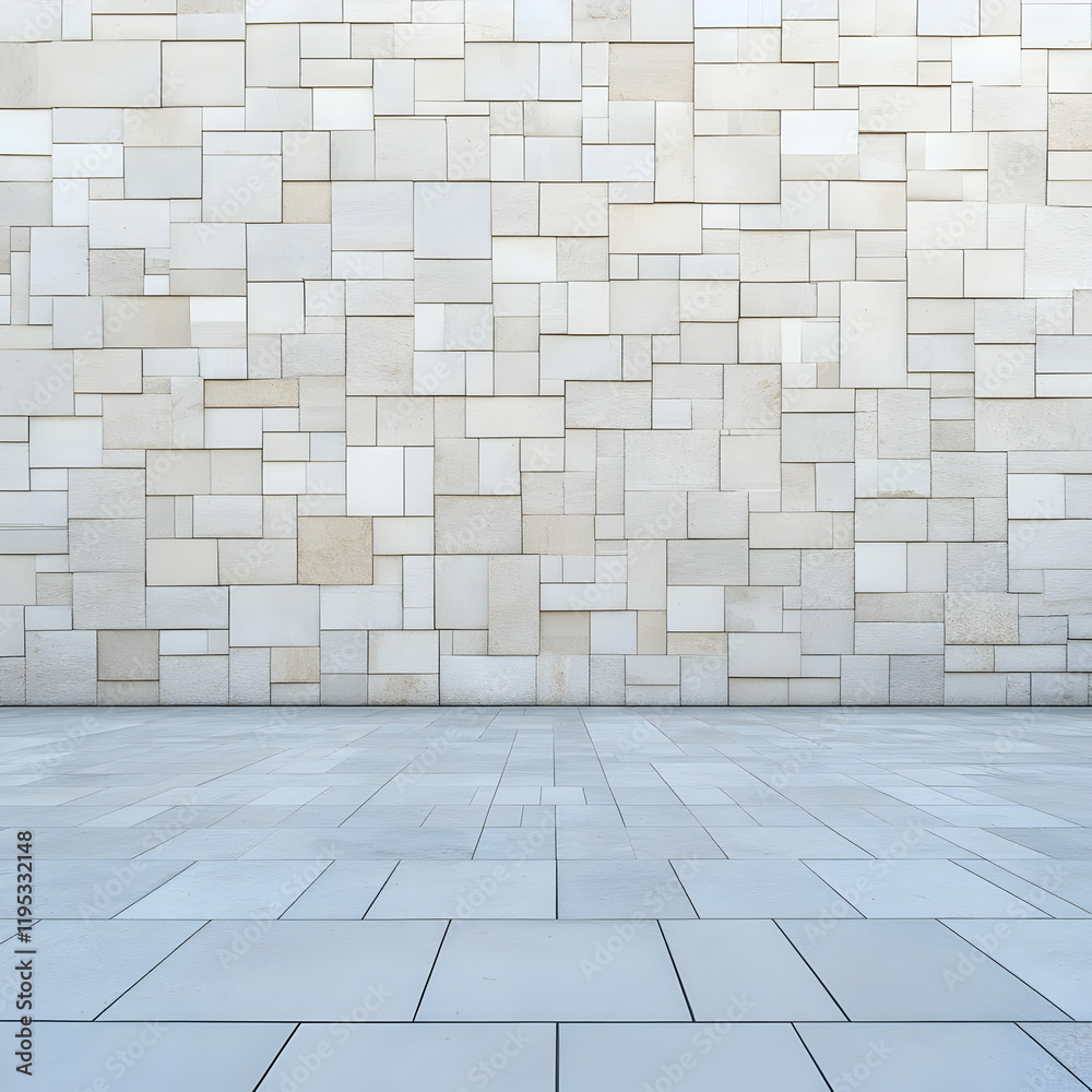 Abstract Background: White Tile Wall and Floor Abstract Background: White Tile Wall and Floor