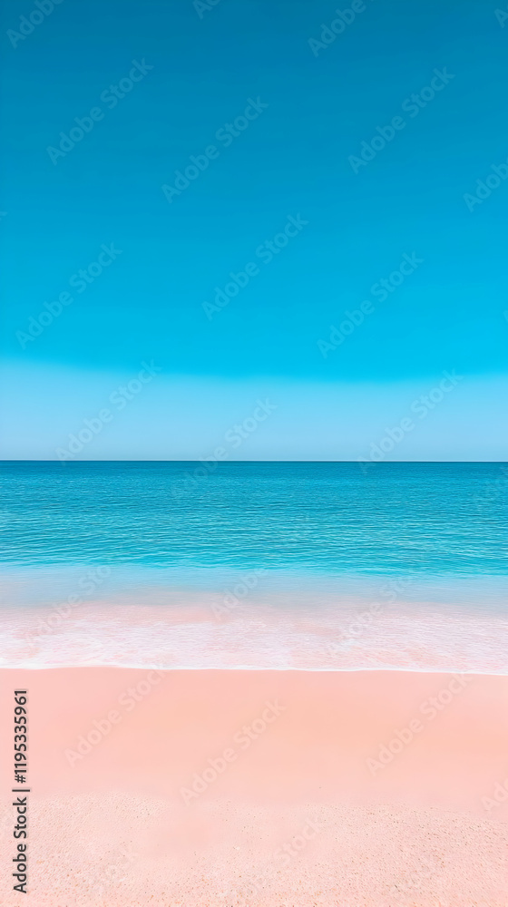 Pink Beach Summer Ocean Background Illustration Pink Beach Summer Ocean Background Illustration
