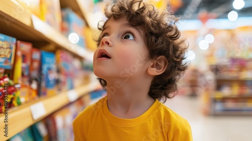 Wallpaper Mural Curious child exploring toy aisles in a vibrant store Torontodigital.ca