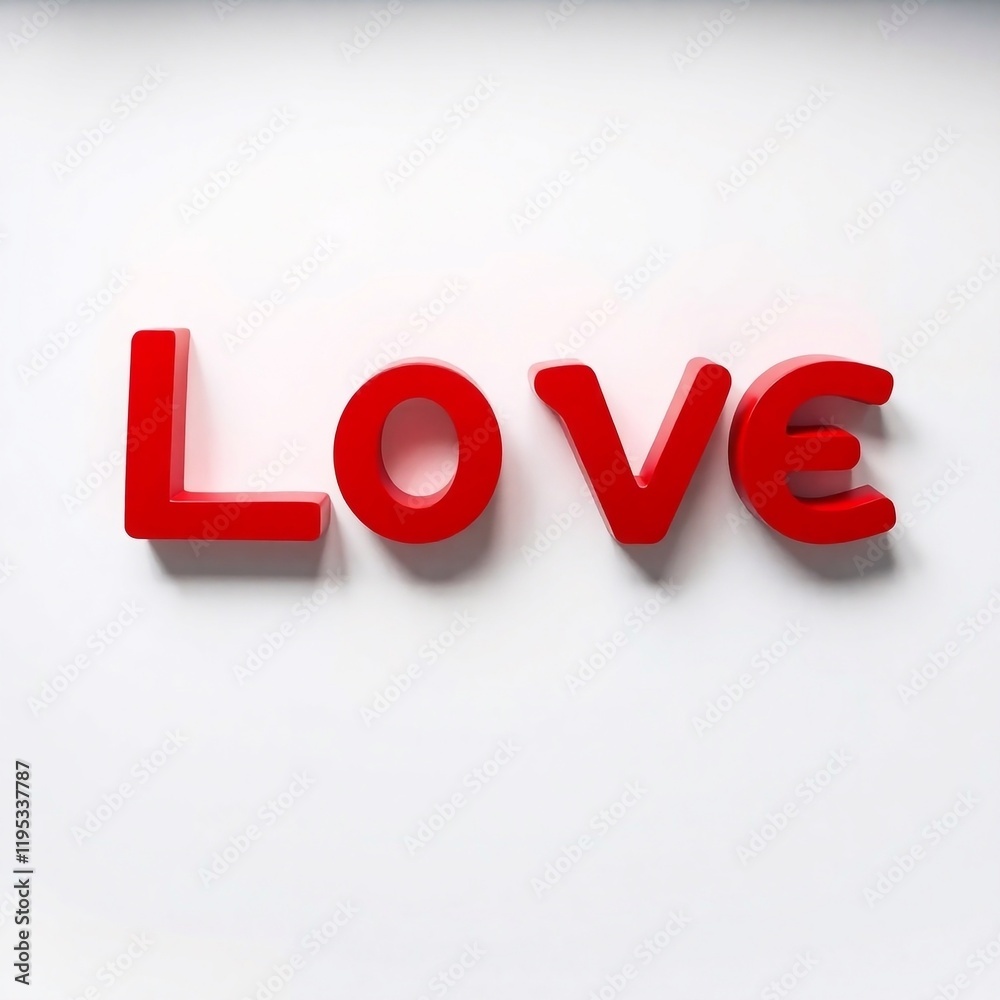 a red 3D inscription Love on a white background a red 3D inscription Love on a white background