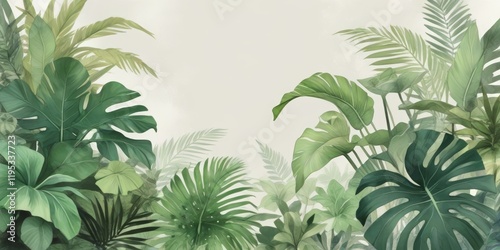 Fototapeta Naklejka Na Ścianę i Meble -  bosque tropical estilo acuarela