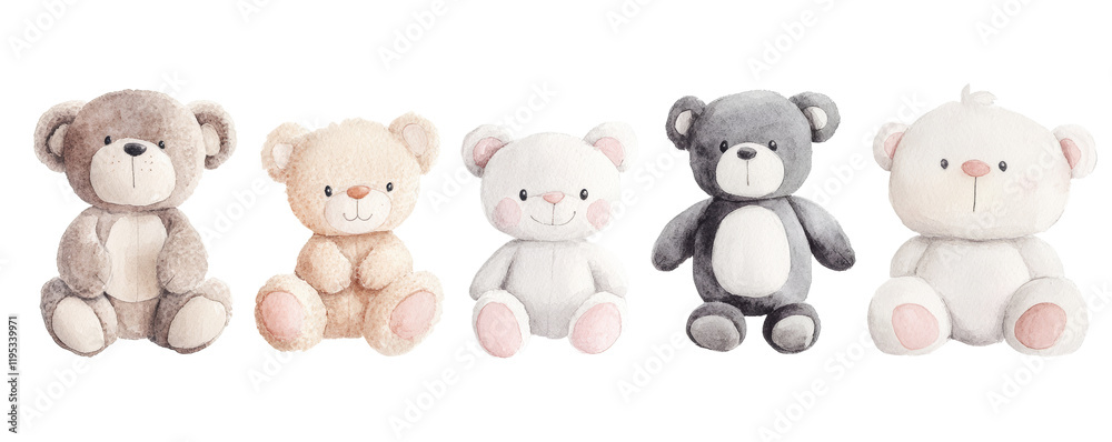 Colorful teddy bears lined in a row, playful Colorful teddy bears lined in a row, playful