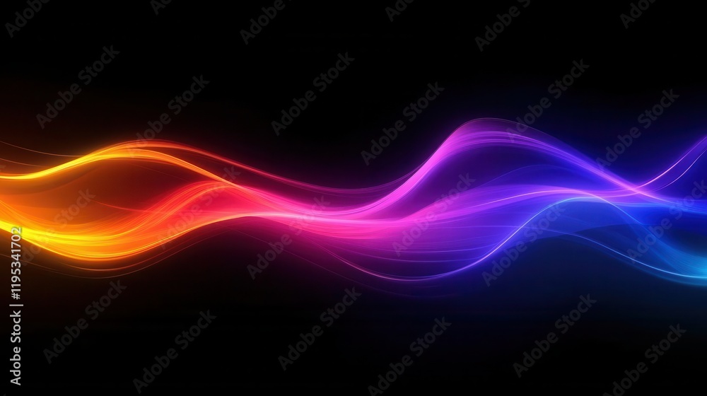 Fototapeta premium bold neon waves ripple across a dark canvas, creating a vibrant, dynamic background that pulses with energy and modernity