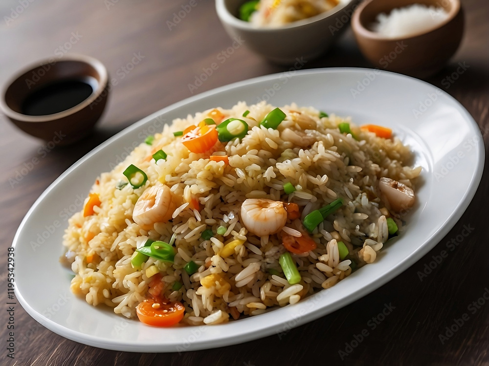 Delicious fried rice on white plate Delicious fried rice on white plate