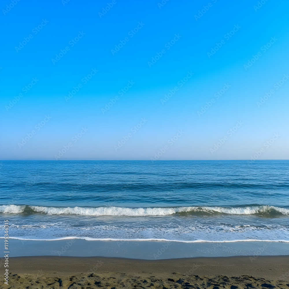 Serene Beach Photo: Ocean Waves and Blue Sky Serene Beach Photo: Ocean Waves and Blue Sky