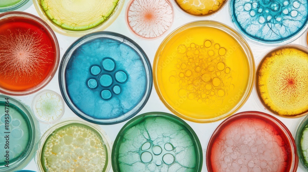 colorful abstract petri dishes showcasing diverse bacterial colonies, set against a minimalistic backdrop, creating a visually striking composition that highlights the beauty of microbiology colorful abstract petri dishes showcasing diverse bacterial colonies, set against a minimalistic backdrop, creating a visually striking composition that highlights the beauty of microbiology