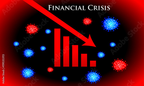 Down arrow financial crisis business pandemic hmpv virus corona virus lockdown loss economic market stock finance chart global downfall economy inflation bad situation money dollar illustration icon