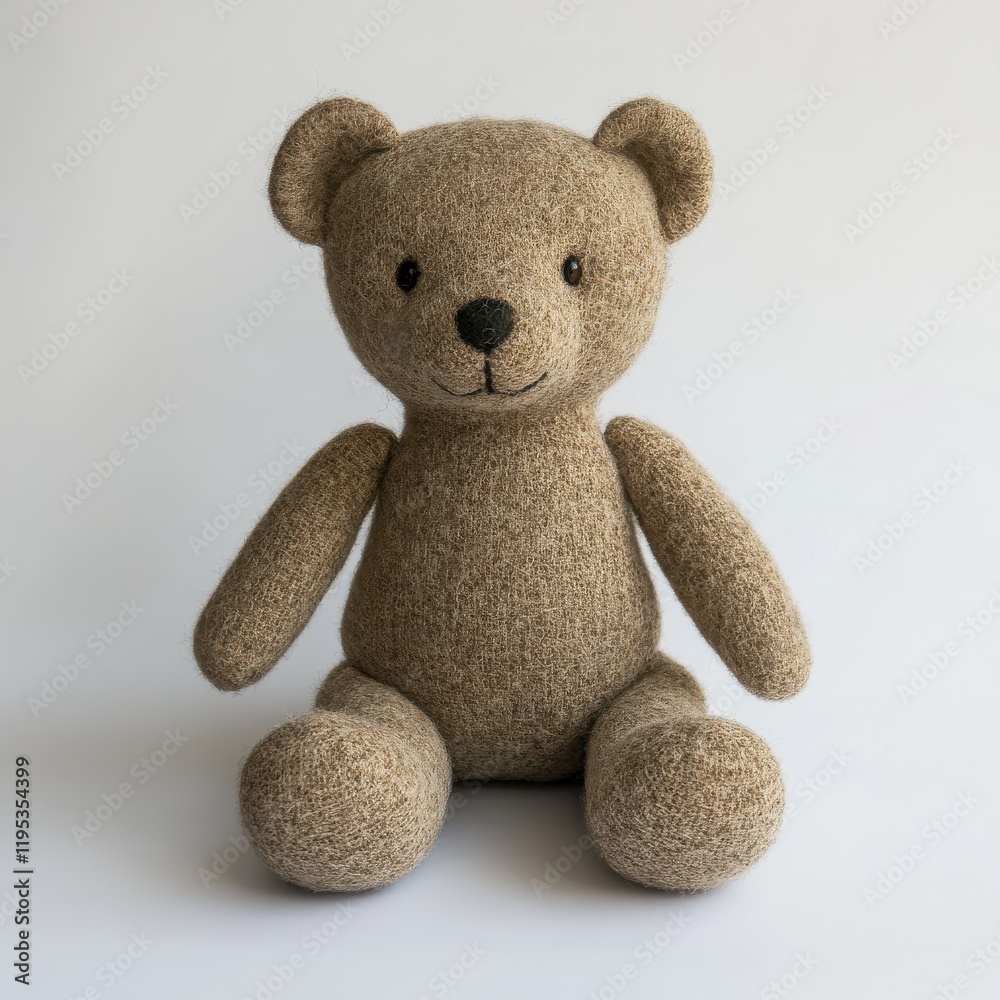 Obraz premium Soft brown teddy bear sits on a white surface, perfect for cuddling and comfort in any cozy setting