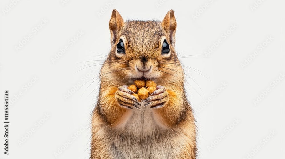 Fototapeta premium A cute squirrel holding nuts, showcasing its adorable features and playful demeanor in a natural setting. Ideal for nature-themed projects.