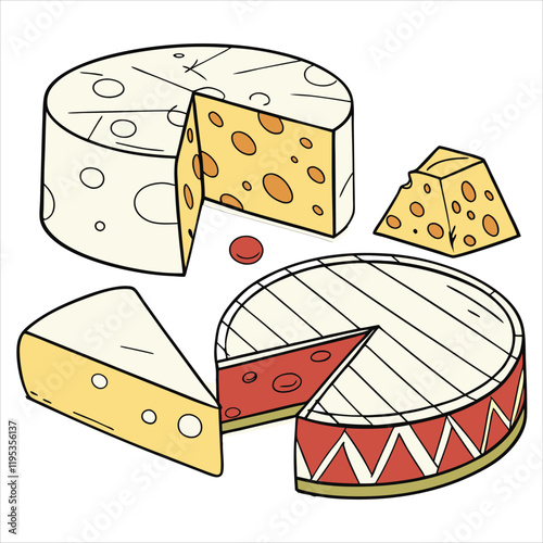 Cheese dices and slices design art silhouettes vector