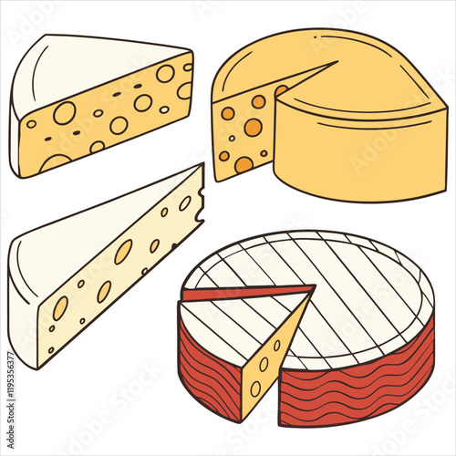 Cheese dices and slices design art silhouettes vector