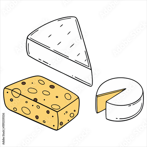 Cheese dices and slices design art silhouettes vector