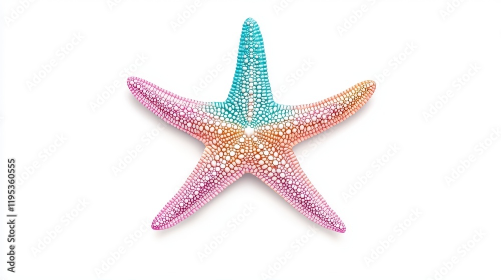 A vibrant, multicolored starfish with intricate patterns rests elegantly against a neutral background, showcasing the beauty of marine life. A vibrant, multicolored starfish with intricate patterns rests elegantly against a neutral background, showcasing the beauty of marine life.