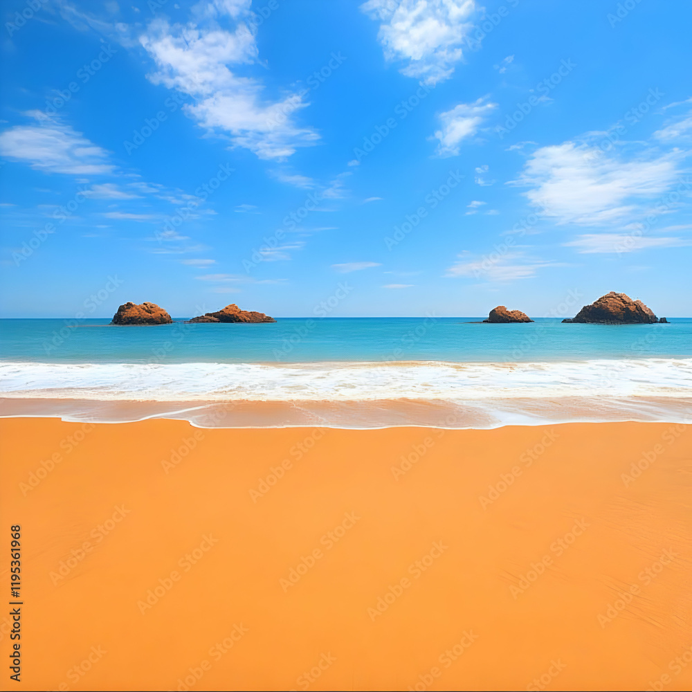 Obraz premium Beach Paradise: Orange Sand, Blue Ocean