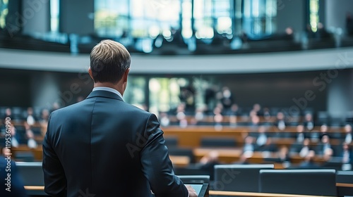 An intense parliamentary debate with politicians gesturing passionately in a modern German state parliament building.