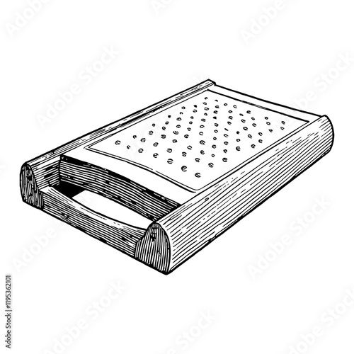 Grater Kitchen Utensil Detailed Black and White Outline Line Art Drawing for Cooking Preparation
