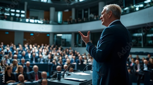 An intense parliamentary debate with politicians gesturing passionately in a modern German state parliament building.