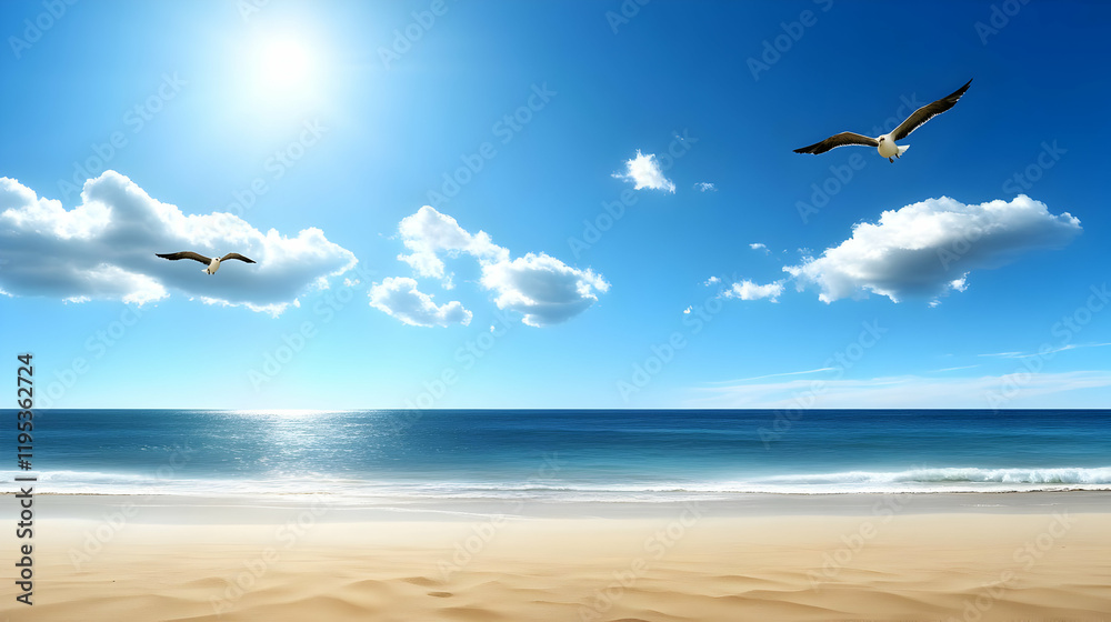 Ocean Beach Summer Background Illustration Ocean Beach Summer Background Illustration
