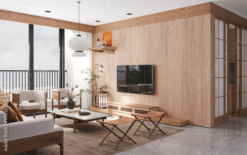 3d render living room