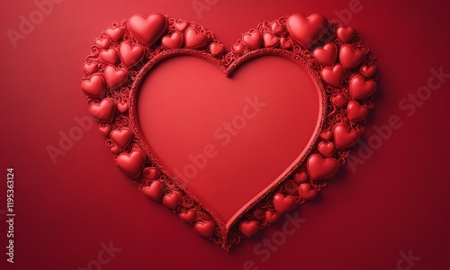 Hearts adorned in a decorative red frame, celebrating love and romance for special occasions and heartfelt moments. Valentine’s Day, date, engagement, love, wedding, background
