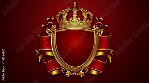 Exquisite Gold and Red Royal Crest Design