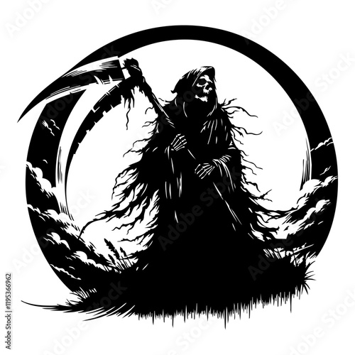 Grim Reaper Silhouette Vector Illustration