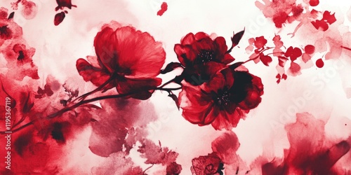 Red flowers on white background
