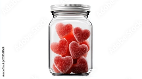 Colorful Heart-Shaped Sweets in Jar for Sweet Treats and Celebrations