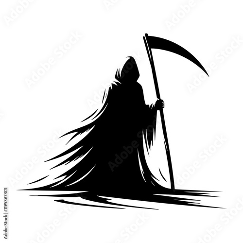 Grim Reaper Silhouette Vector Illustration