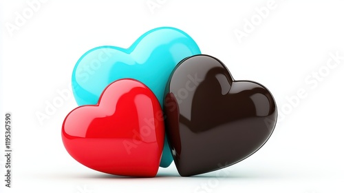 Colorful Heart Shapes on White Background for Valentine's Day and Sweet Treats