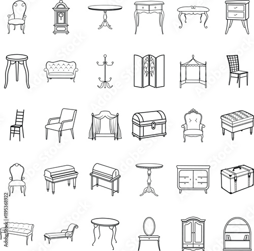 Elegant Antique Furniture Collection Chairs, Tables, Chests, and More