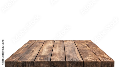 rustic wooden table platform with natural finish, perfect for product display or presentation. wood grain texture adds warm, earthy feel to setting