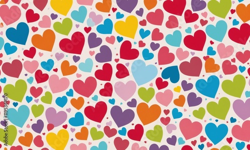 Wallpaper Mural Colorful hearts pattern creating a lively and cheerful background for celebration or decoration purposes. Valentine’s Day, date, engagement, love, wedding, background Torontodigital.ca