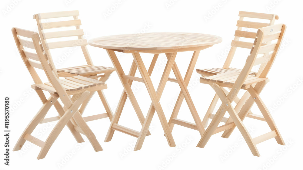 Natural Wood Folding Chair Table Set Illustration Natural Wood Folding Chair Table Set Illustration